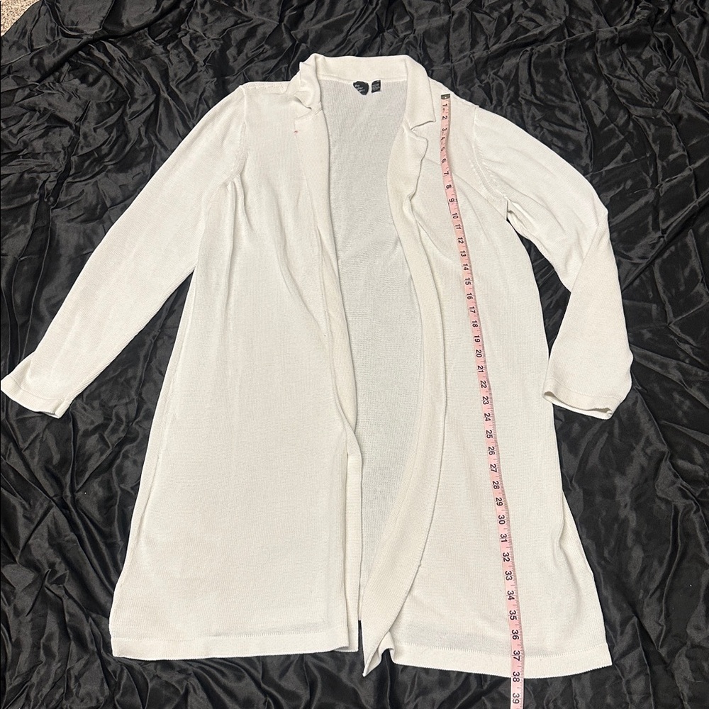 Lightweight White Open-Front Cardigan - Picture 3 of 8